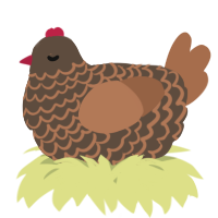 A bark and brown chicken with a lace pattern