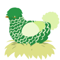 A viridian and apple chicken with a lace pattern