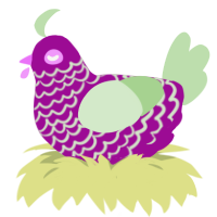 A plum and gluppy chicken with a lace pattern