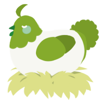 A white and chartreuse chicken with a head pattern