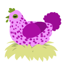 A lavender and plum chicken with a speckle pattern