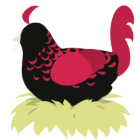 A black and crimson chicken with a half-lace pattern