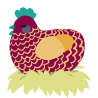 A maroon and honey chicken with a lace pattern