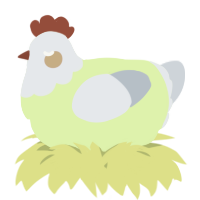 A apple and mist chicken with a head pattern