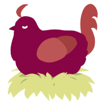 A maroon and red chicken