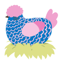 A sapphire and pink chicken with a lace pattern