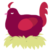A maroon and crimson chicken