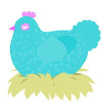 A aqua chicken with a speckle pattern