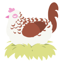 A white and russet chicken with a half-lace pattern