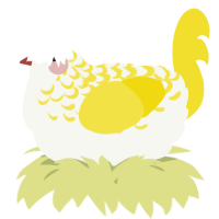 A white and yellow chicken with a half-lace pattern