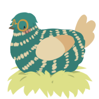 A sea and beige chicken with a bar pattern