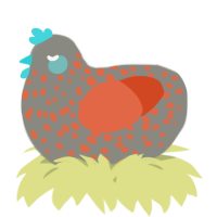 A ash and vermilion chicken with a speckle pattern