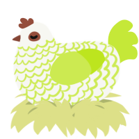 A white and lime chicken with a lace pattern