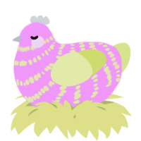 A lavender and lemon chicken with a bar pattern