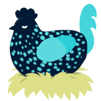 A tumblr and aqua chicken with a speckle pattern