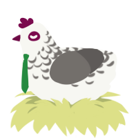 A white and grey chicken with a half-lace pattern