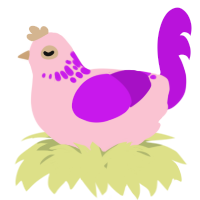 A rose and amethyst chicken with a neck-speckle pattern