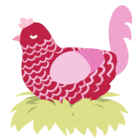 A crimson and pink chicken with a lace pattern