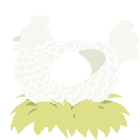 A white chicken with a lace pattern
