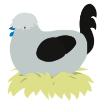 A silver and black chicken