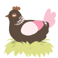 A bark and rose chicken with a neck-band pattern