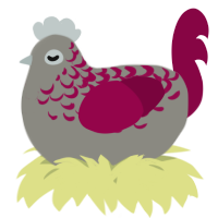 A ash and maroon chicken with a half-lace pattern