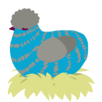 A cerulean and ash chicken with a bar pattern