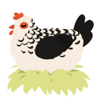 A cream and sable chicken with a half-lace pattern