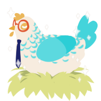 Soprano, a cream and aqua chicken with a half-lace pattern