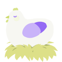A white and lilac chicken