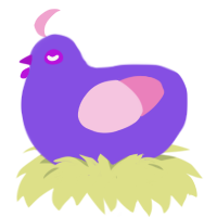 Plum, a blurple and pink chicken