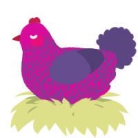 A fuchsia and overcast chicken with a double-lace pattern