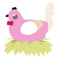 A pink and cream chicken