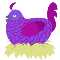 A blurple and plum chicken with a lace pattern