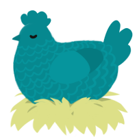 A teal chicken with a lace pattern