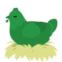 A viridian chicken with a head pattern