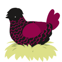 A sable and maroon chicken with a lace pattern