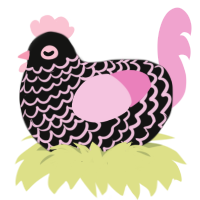 A black and pink chicken with a lace pattern