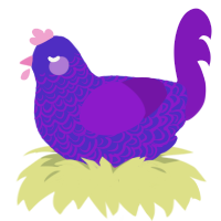magic, a indigo and violet chicken with a double-lace pattern