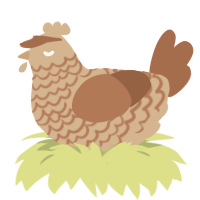 A beige and brown chicken with a lace pattern
