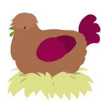 A brown and maroon chicken