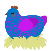 A sapphire and amethyst chicken with a speckle pattern