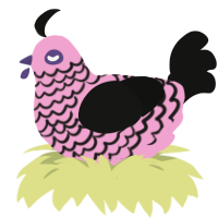 OK Computer, a pink and black chicken with a lace pattern