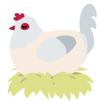 A cream and mist chicken with a head pattern