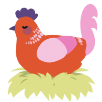 A vermilion and pink chicken with a neck-band pattern