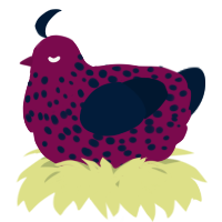 A wine and tumblr chicken with a speckle pattern