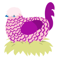 A rose and plum chicken with a lace pattern