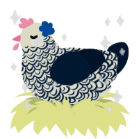Nasrin, a white and tumblr chicken with a double-lace pattern
