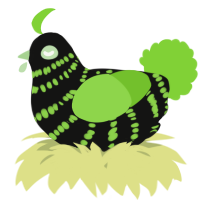 A black and grass chicken with a bar pattern