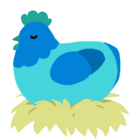 A aqua and sapphire chicken with a head pattern